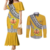 Personalised Anastasis College Couples Matching Mermaid Dress and Long Sleeve Button Shirt Tonga Unique Style - Polynesian Pride
