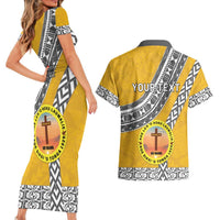 Personalised Anastasis College Couples Matching Short Sleeve Bodycon Dress and Hawaiian Shirt Tonga Unique Style LT05 - Polynesian Pride