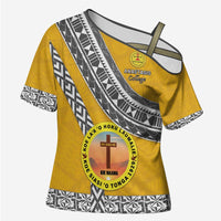 Personalised Anastasis College Cross Shoulder Shirt Tonga Unique Style LT05 Female Yellow - Polynesian Pride