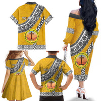 Personalised Anastasis College Family Matching Off The Shoulder Long Sleeve Dress and Hawaiian Shirt Tonga Unique Style - Polynesian Pride