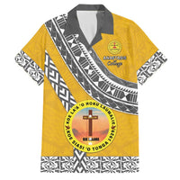Personalised Anastasis College Family Matching Tank Maxi Dress and Hawaiian Shirt Tonga Unique Style LT05 Dad's Shirt - Short Sleeve Yellow - Polynesian Pride