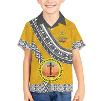 Personalised Anastasis College Family Matching Tank Maxi Dress and Hawaiian Shirt Tonga Unique Style LT05 Son's Shirt Yellow - Polynesian Pride