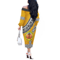 Personalised Anastasis College Off The Shoulder Long Sleeve Dress Tonga Unique Style - Polynesian Pride