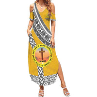 Personalised Anastasis College Summer Maxi Dress Tonga Unique Style LT05 Women Yellow - Polynesian Pride