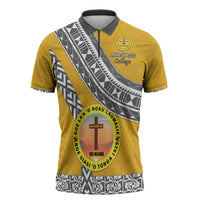 Personalised Anastasis College Zipper Polo Shirt Tonga Unique Style LT05 Yellow - Polynesian Pride
