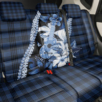 Hawaii Ukulele Back Car Seat Cover Tropical Flowers With Palaka Effect Blue Version - Polynesian Pride