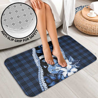 Hawaii Ukulele Bathroom Set Tropical Flowers With Palaka Effect Blue Version - Polynesian Pride