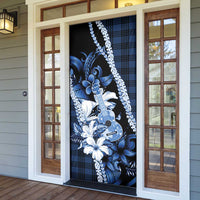 Hawaii Ukulele Door Cover Tropical Flowers With Palaka Effect Blue Version - Polynesian Pride