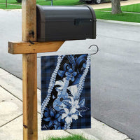 Hawaii Ukulele Garden Flag Tropical Flowers With Palaka Effect Blue Version - Polynesian Pride