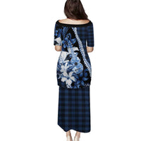 Hawaii Ukulele Puletasi Tropical Flowers With Palaka Effect Blue Version - Polynesian Pride