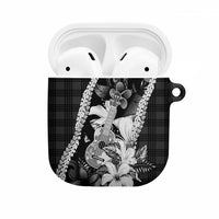 Hawaii Ukulele AirPods Case Tropical Flowers With Palaka Effect Black Version - Polynesian Pride