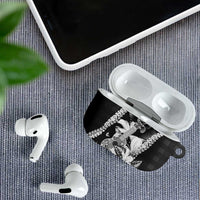 Hawaii Ukulele AirPods Case Tropical Flowers With Palaka Effect Black Version - Polynesian Pride