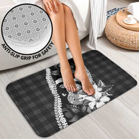 Hawaii Ukulele Bathroom Set Tropical Flowers With Palaka Effect Black Version - Polynesian Pride