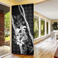 Hawaii Ukulele Door Cover Tropical Flowers With Palaka Effect Black Version - Polynesian Pride