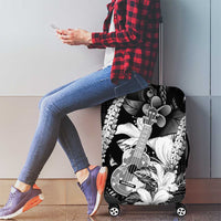 Hawaii Ukulele Luggage Cover Tropical Flowers With Palaka Effect Black Version - Polynesian Pride
