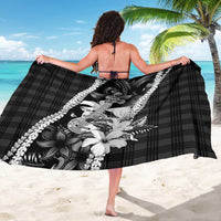 Hawaii Ukulele Sarong Tropical Flowers With Palaka Effect Black Version - Polynesian Pride