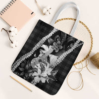 Hawaii Ukulele Tote Bag Tropical Flowers With Palaka Effect Black Version - Polynesian Pride