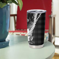 Hawaii Ukulele Tumbler Cup Tropical Flowers With Palaka Effect Black Version - Polynesian Pride
