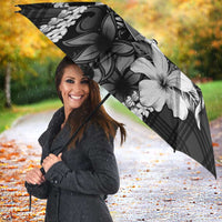 Hawaii Ukulele Umbrella Tropical Flowers With Palaka Effect Black Version - Polynesian Pride
