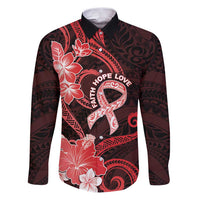 Heart Health Awareness Family Matching Puletasi and Hawaiian Shirt Warrior Wears Red Polynesian Style