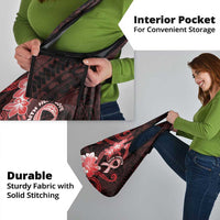 Heart Health Awareness Grocery Bag Warrior Wears Red Polynesian Style