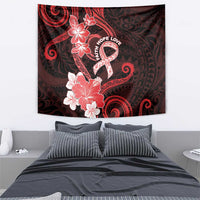Heart Health Awareness Tapestry Warrior Wears Red Polynesian Style