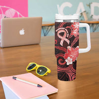 Heart Health Awareness Tumbler With Handle Warrior Wears Red Polynesian Style