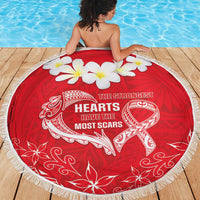 Heart Health Awareness Beach Blanket Polynesian Red Ribbon