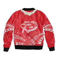 Heart Health Awareness Bomber Jacket Polynesian Red Ribbon