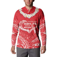 Heart Health Awareness Button Sweatshirt Polynesian Red Ribbon