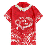 Heart Health Awareness Family Matching Short Sleeve Bodycon Dress and Hawaiian Shirt Polynesian Red Ribbon