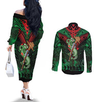 New Zealand ANZAC Day Couples Matching Off The Shoulder Long Sleeve Dress and Long Sleeve Button Shirt Aotearoa Hei Tiki