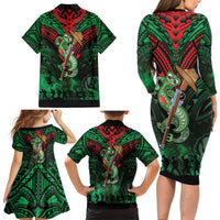 New Zealand ANZAC Day Family Matching Long Sleeve Bodycon Dress and Hawaiian Shirt Aotearoa Hei Tiki