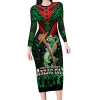 New Zealand ANZAC Day Family Matching Long Sleeve Bodycon Dress and Hawaiian Shirt Aotearoa Hei Tiki