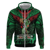 New Zealand ANZAC Day Zip Hoodie Aotearoa Hei Tiki LT05 Zip Hoodie Green - Polynesian Pride