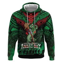 New Zealand ANZAC Day Zip Hoodie Aotearoa Hei Tiki LT05 Pullover Hoodie Green - Polynesian Pride