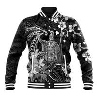 Hawaii King Kamehameha Day Baseball Jacket Polynesian Pattern Mix Hibiscus Black LT05 Unisex Black - Polynesian Pride