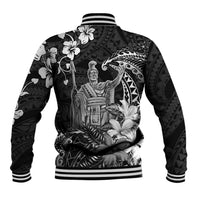 Hawaii King Kamehameha Day Baseball Jacket Polynesian Pattern Mix Hibiscus Black LT05 - Polynesian Pride