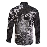 Hawaii King Kamehameha Day Family Matching Short Sleeve Bodycon Dress and Hawaiian Shirt Polynesian Pattern Mix Hibiscus Black