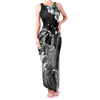 Hawaii King Kamehameha Day Family Matching Tank Maxi Dress and Hawaiian Shirt Polynesian Pattern Mix Hibiscus Black