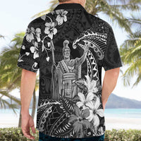 Hawaii King Kamehameha Day Hawaiian Shirt Polynesian Pattern Mix Hibiscus Black