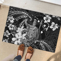 Hawaii King Kamehameha Day Rubber Doormat Polynesian Pattern Mix Hibiscus Black LT05 - Polynesian Pride