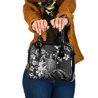 Hawaii King Kamehameha Day Shoulder Handbag Polynesian Pattern Mix Hibiscus Black LT05 One Size Black - Polynesian Pride
