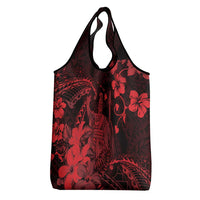 Hawaii King Kamehameha Day Grocery Bag Polynesian Pattern Mix Hibiscus Red LT05 - Polynesian Pride
