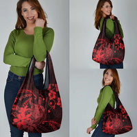 Hawaii King Kamehameha Day Grocery Bag Polynesian Pattern Mix Hibiscus Red LT05 - Polynesian Pride