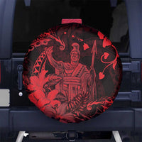 Hawaii King Kamehameha Day Spare Tire Cover Polynesian Pattern Mix Hibiscus Red