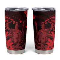Hawaii King Kamehameha Day Tumbler Cup Polynesian Pattern Mix Hibiscus Red