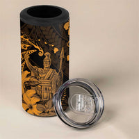 Hawaii King Kamehameha Day 4 in 1 Can Cooler Tumbler Polynesian Pattern Mix Hibiscus Gold