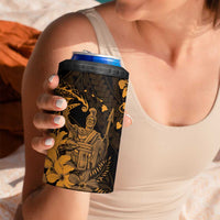 Hawaii King Kamehameha Day 4 in 1 Can Cooler Tumbler Polynesian Pattern Mix Hibiscus Gold