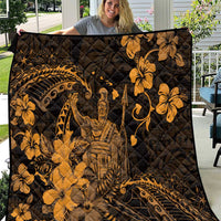 Hawaii King Kamehameha Day Quilt Polynesian Pattern Mix Hibiscus Gold